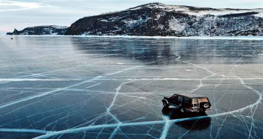 Frozen Lake-Baikal,-Russia