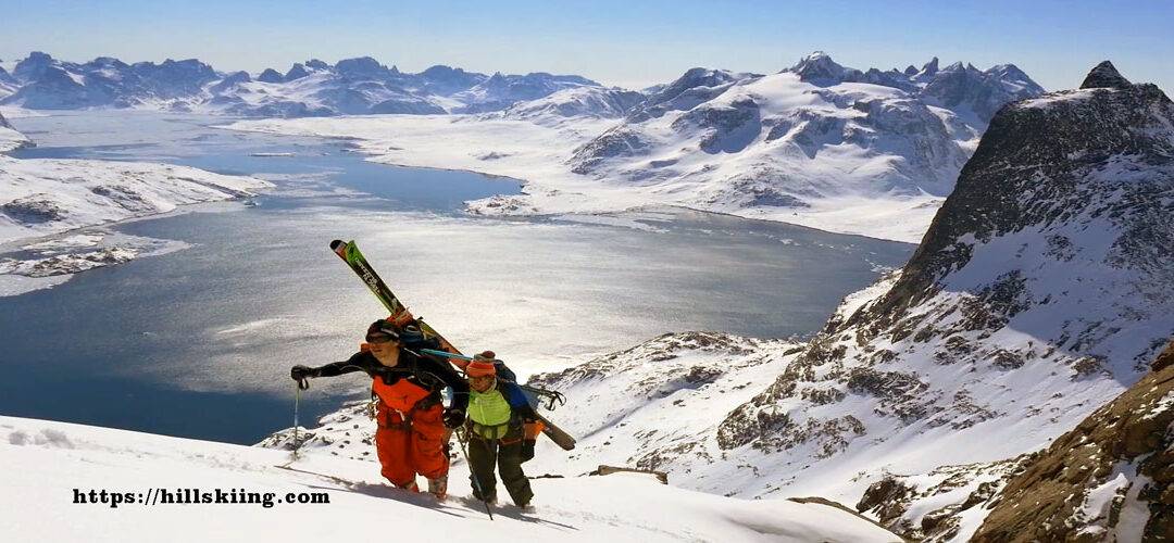 Skiers-going-to-top-of-the-hills-for-Greenland-Skiing