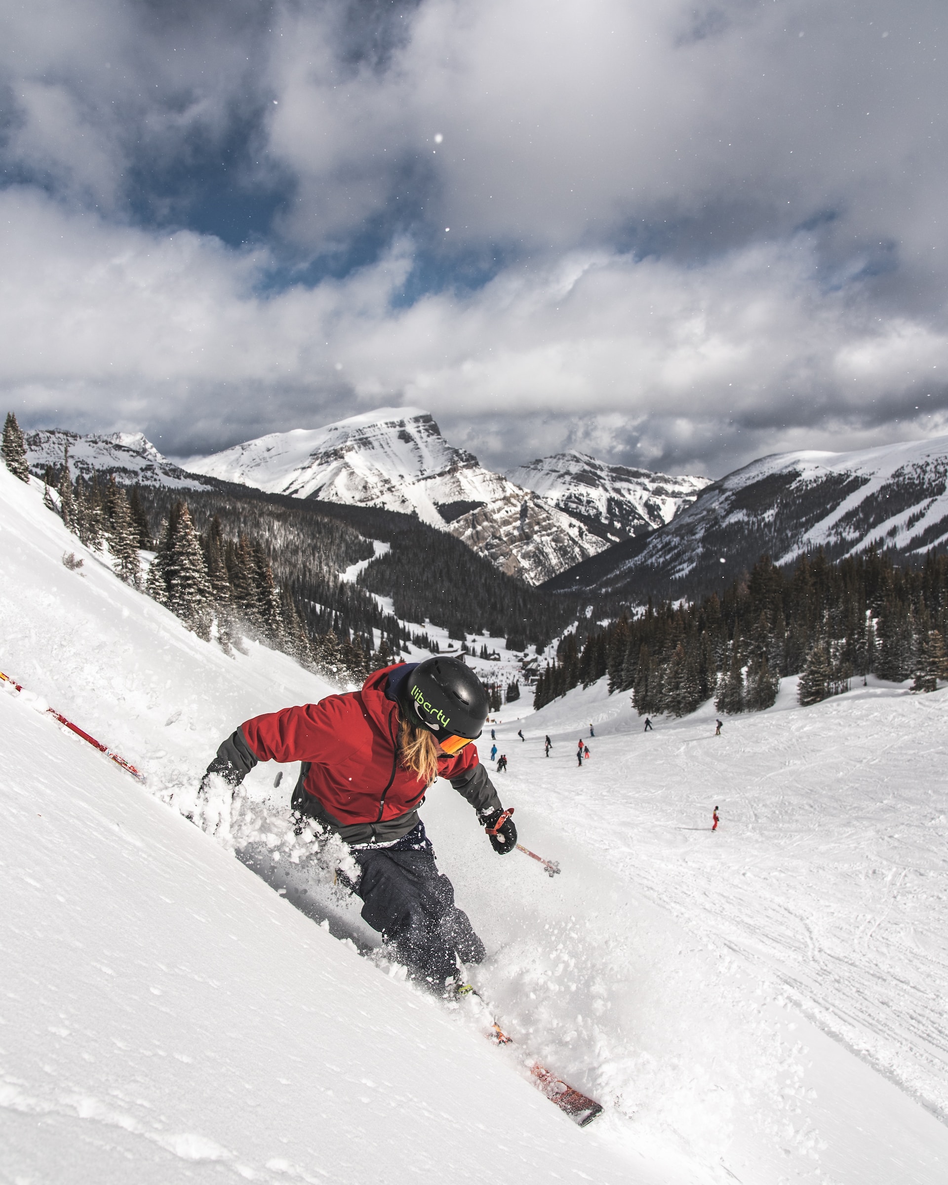 A Women skiing downhill